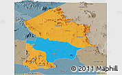 Political Panoramic Map of Kotido, semi-desaturated