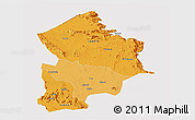 Political Shades Panoramic Map of Kotido, cropped outside