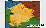 Political Shades Panoramic Map of Kotido, darken