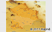 Political Shades Panoramic Map of Kotido, physical outside