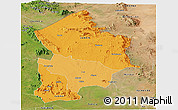 Political Shades Panoramic Map of Kotido, satellite outside