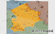Political Shades Panoramic Map of Kotido, semi-desaturated