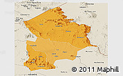 Political Shades Panoramic Map of Kotido, shaded relief outside