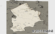 Shaded Relief Panoramic Map of Kotido, darken