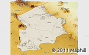 Shaded Relief Panoramic Map of Kotido, physical outside