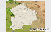 Shaded Relief Panoramic Map of Kotido, satellite outside