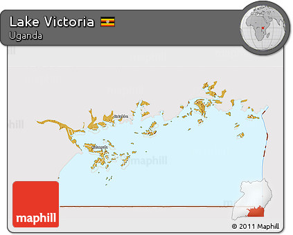 Physical 3D Map of Lake Victoria, cropped outside