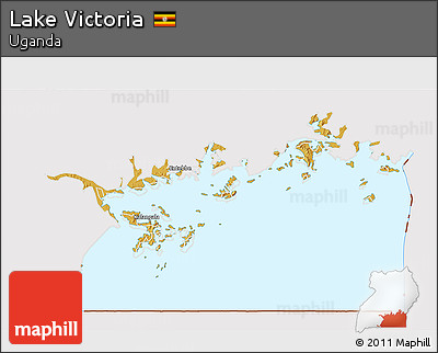Physical 3D Map of Lake Victoria, cropped outside