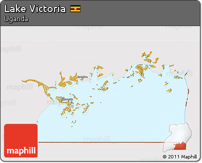 Physical 3D Map of Lake Victoria, cropped outside
