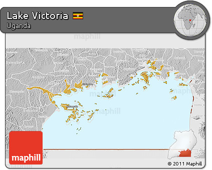 Physical 3D Map of Lake Victoria, lighten, desaturated