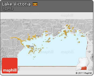 Physical 3D Map of Lake Victoria, lighten, desaturated