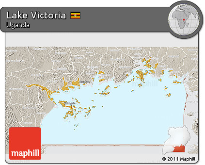 Physical 3D Map of Lake Victoria, lighten, semi-desaturated