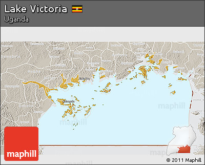 Physical 3D Map of Lake Victoria, lighten, semi-desaturated