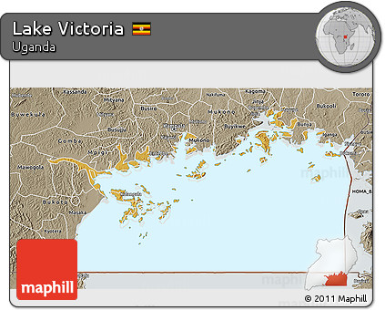 Physical 3D Map of Lake Victoria, semi-desaturated