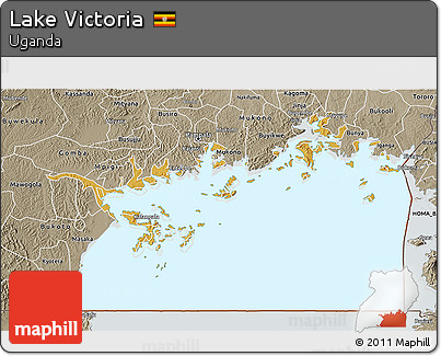 Physical 3D Map of Lake Victoria, semi-desaturated