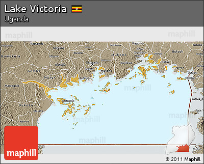 Physical 3D Map of Lake Victoria, semi-desaturated