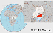 Gray Location Map of Lake Victoria, highlighted country, within the entire country