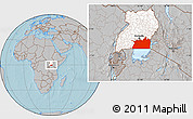 Gray Location Map of Lake Victoria, highlighted country, hill shading