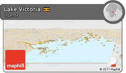 Physical Panoramic Map of Lake Victoria, lighten