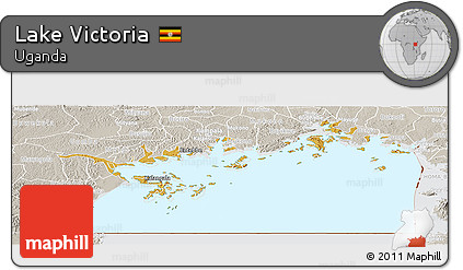 Physical Panoramic Map of Lake Victoria, lighten, semi-desaturated
