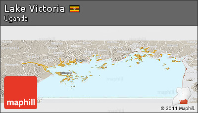 Physical Panoramic Map of Lake Victoria, lighten, semi-desaturated