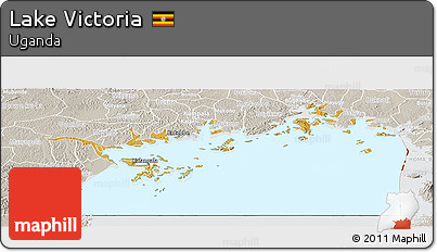 Physical Panoramic Map of Lake Victoria, lighten, semi-desaturated