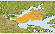 Political 3D Map of Kioga, satellite outside