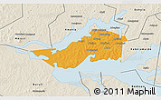 Political 3D Map of Kioga, shaded relief outside