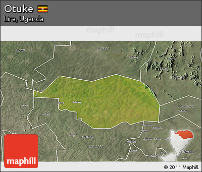 Satellite 3D Map of Otuke, semi-desaturated