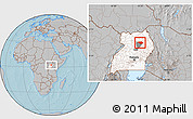 Gray Location Map of Otuke, highlighted country, highlighted parent region, hill shading