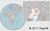 Gray Location Map of Otuke, highlighted country, hill shading