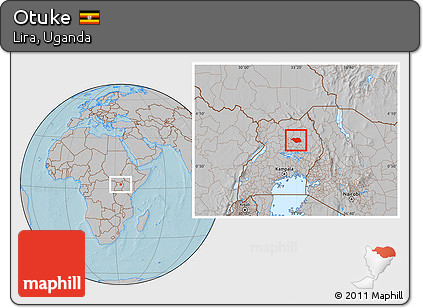 Gray Location Map of Otuke, hill shading