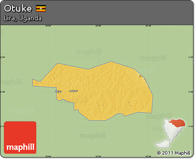 Savanna Style Map of Otuke, single color outside