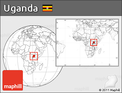 Blank Location Map of Uganda, within the entire continent