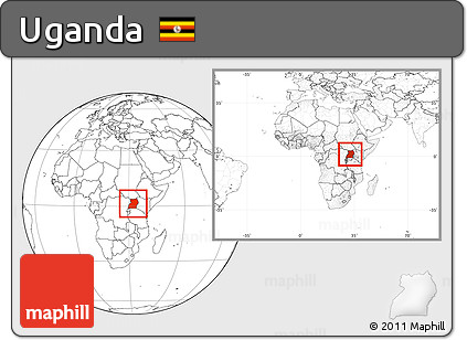 Blank Location Map of Uganda, within the entire continent