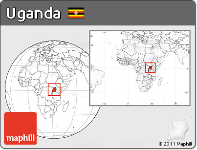 Blank Location Map of Uganda, within the entire continent