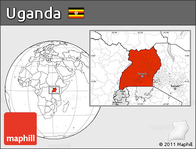 Blank Location Map of Uganda