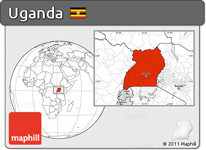 Blank Location Map of Uganda