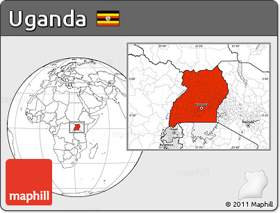 Blank Location Map of Uganda