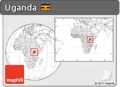 Blank Location Map of Uganda, highlighted continent, within the entire continent