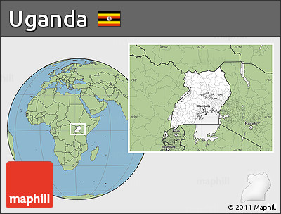 Blank Location Map of Uganda, savanna style outside