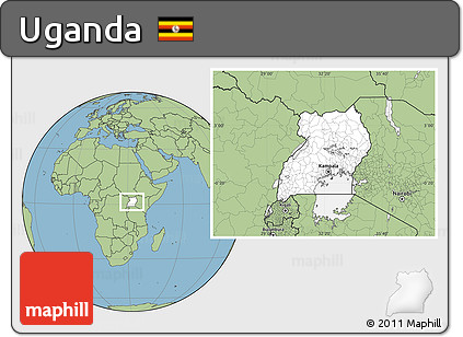 Blank Location Map of Uganda, savanna style outside