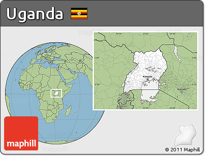 Blank Location Map of Uganda, savanna style outside