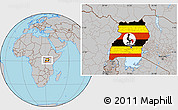 Flag Location Map of Uganda, gray outside