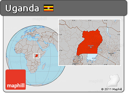 Gray Location Map of Uganda