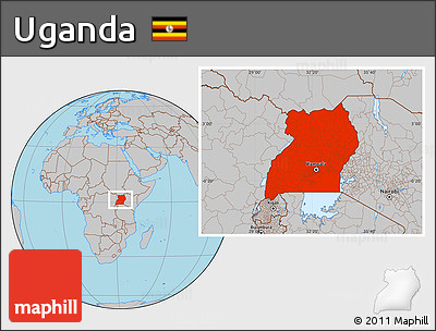 Gray Location Map of Uganda