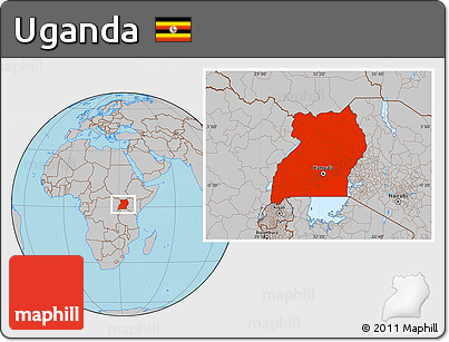 Gray Location Map of Uganda
