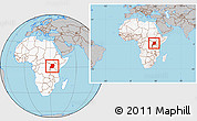 Gray Location Map of Uganda, highlighted continent, within the entire continent