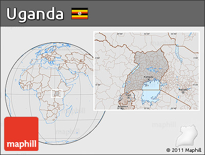 Gray Location Map of Uganda, lighten, desaturated