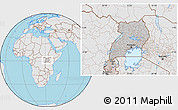 Gray Location Map of Uganda, lighten, desaturated, land only